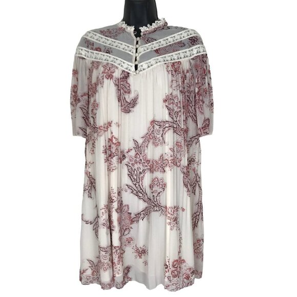 ARITZIA Wilfred  Boho Sheer Flowing Paisley Print Mini Dress Size XS - Picture 3 of 8